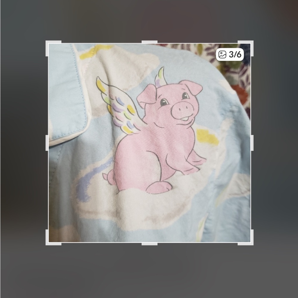 Nick & Nora Kids Pajama Set - Light Blue with Pink Flying Pigs - Picture 4 of 10